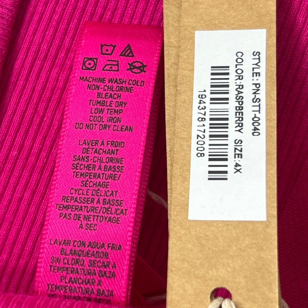 SKIMS Cotton Rib Thong Raspberry Womens 4X - Picture 7 of 9